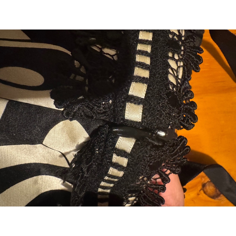 BLACK WHITE Y2K BABYDOLL CAMI S LACE TRIM SATIN BOW COQUETTE FAIRY TOP microtop - Picture 6 of 11